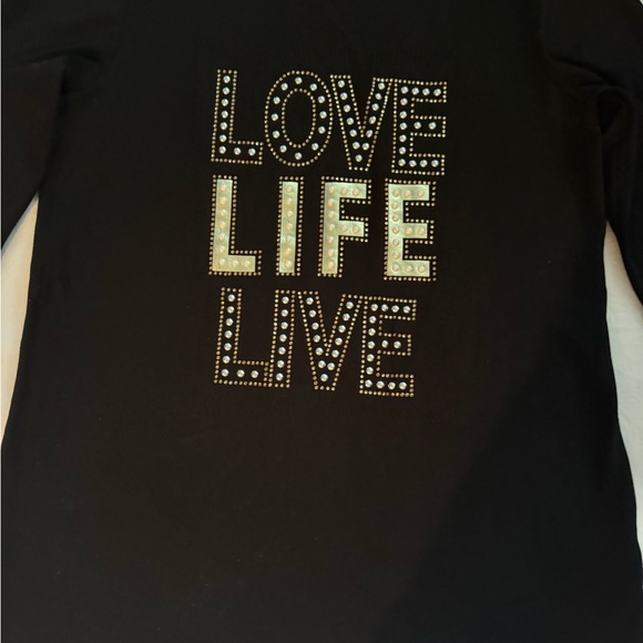 Tricotto “Love Life Live” Embellished Black T-Shirt – New - Picture 3 of 6